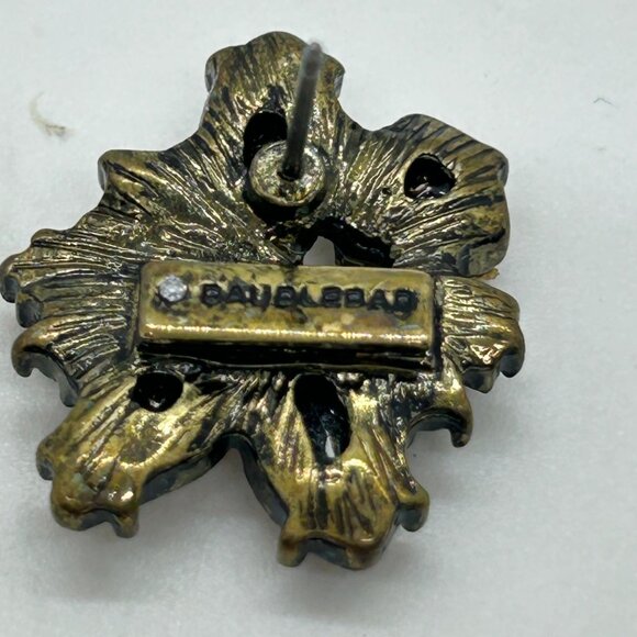 Rhinestone Floral Stud Earrings, BaubleBar Pink & Clear Gun Metal Tone Pierced - Picture 10 of 13